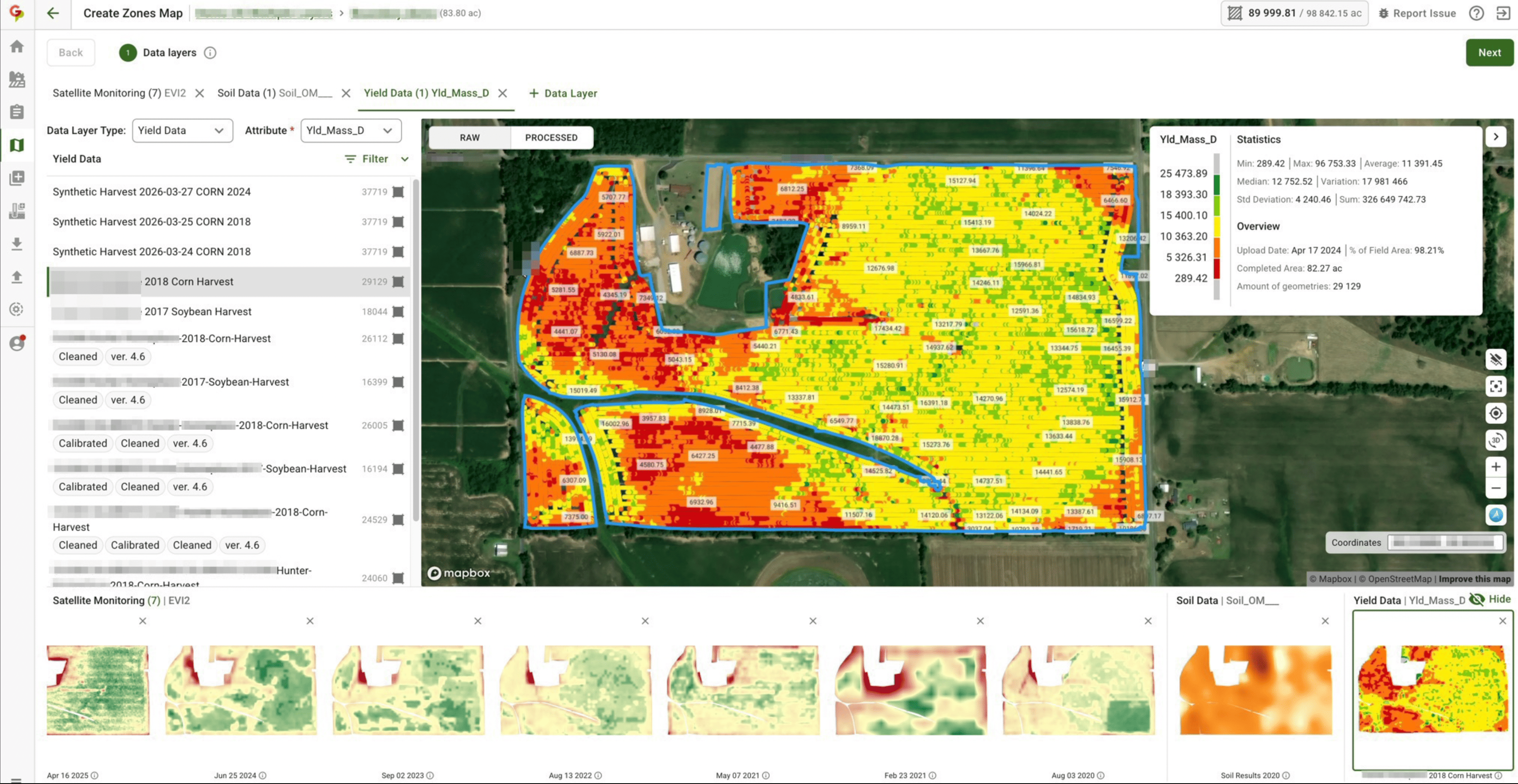 Select the source layers for zoning
